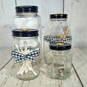 Farmhouse Glam Recycled Glass Storage Jar Set